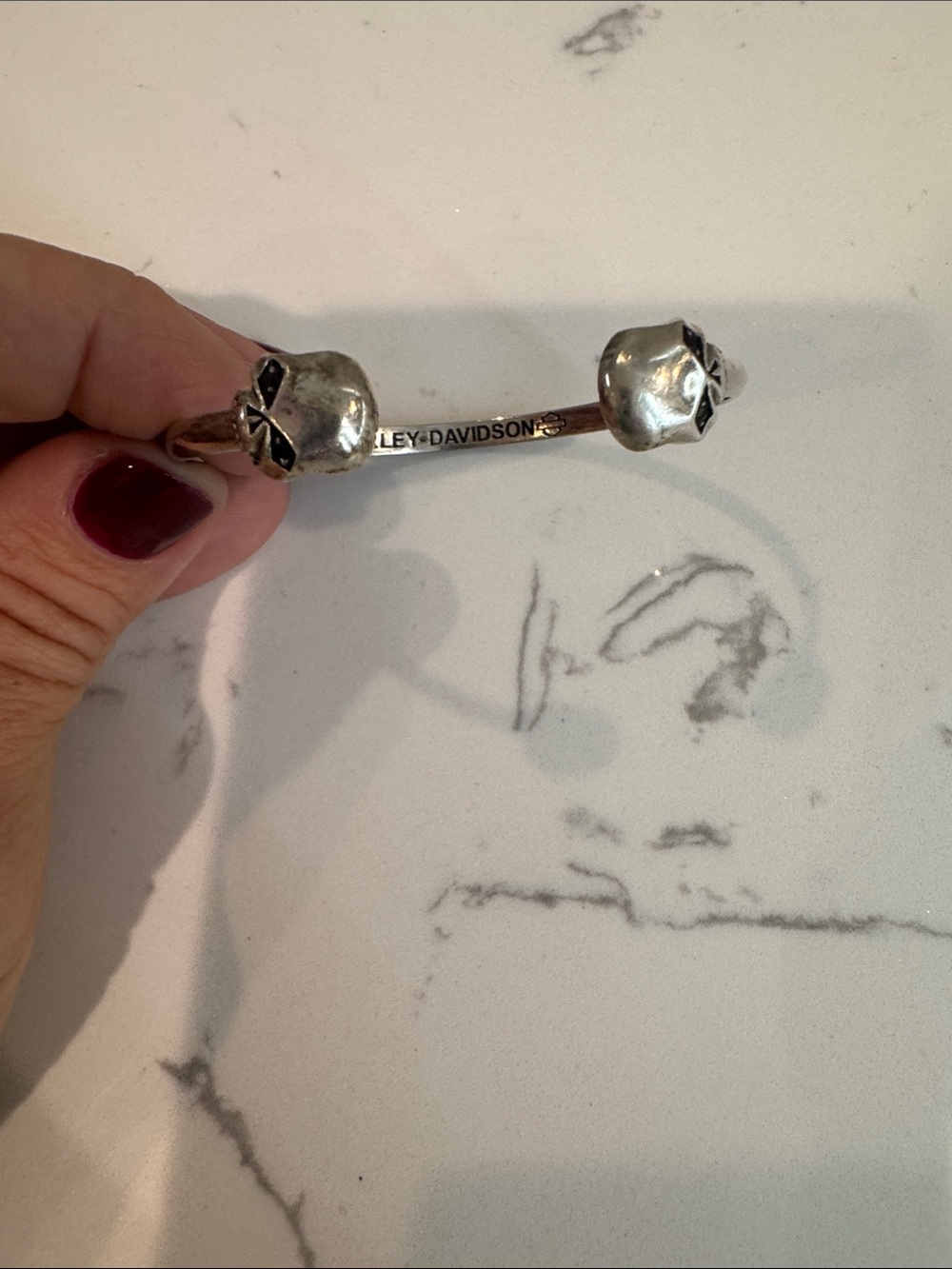 Harley-Davidson Sterling Silver Willie G Skull with Black Onyx Bracelet
